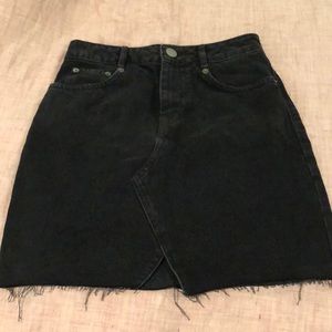 ASOS raw hem black denim skirt